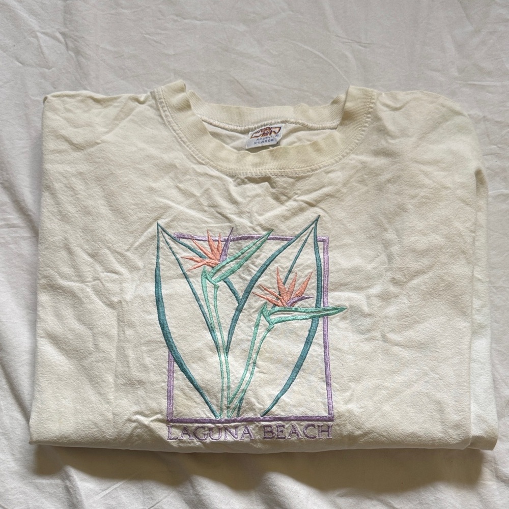 Vintage Laguna Beach Crazy Shirts Hawaii Cream Long Sleeve Tee